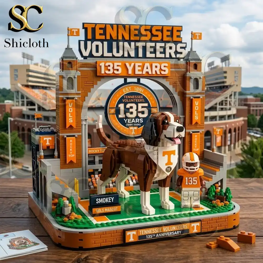 Alternative view of Tennessee Volunteers Bluetick Coonhound Smokey 135th Anniversary Building Brick Set