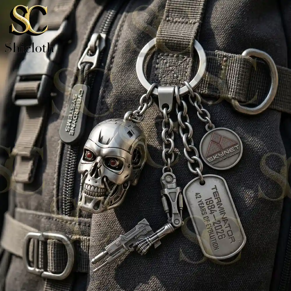 Alternative view of Terminator 42nd Anniversary T-800 Skull Metal Keychain