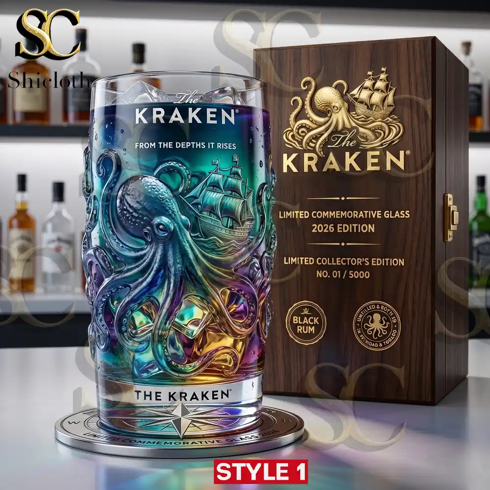 Alternative view of The Kraken 2026 Holographic Relief Commemorative Beer Glass