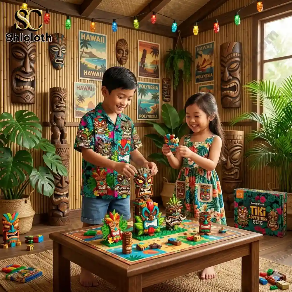 Tiki Mask Mens Funny Floral Hawaiian Shirt