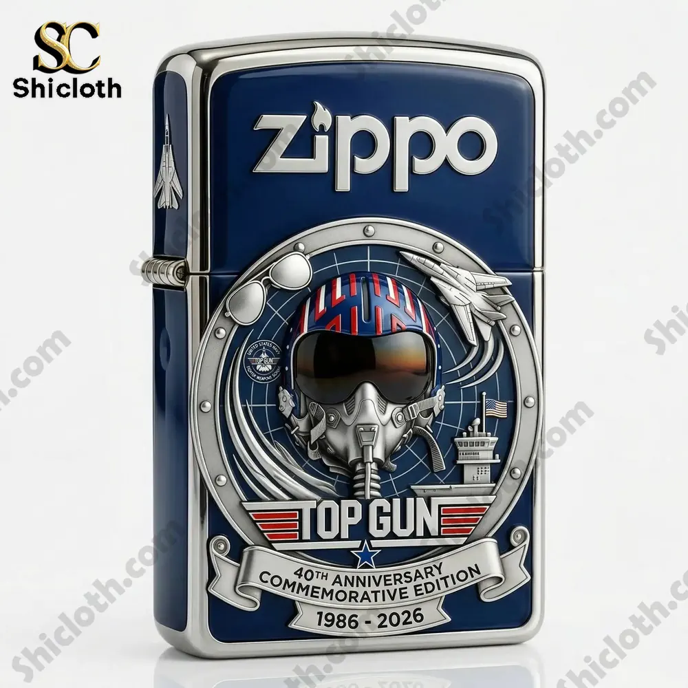 Top Gun 40th Anniversary 3D Zippo Lighter(1986-2026) 4 Top Gun Zippo lighter product shot on a clean white background