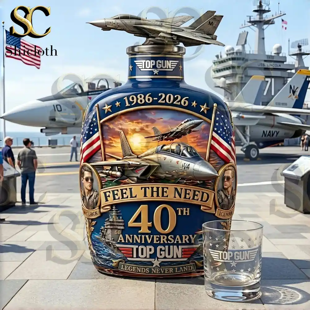 Alternative view of Top Gun 40th Anniversary Feel the Need Whiskey Bottle