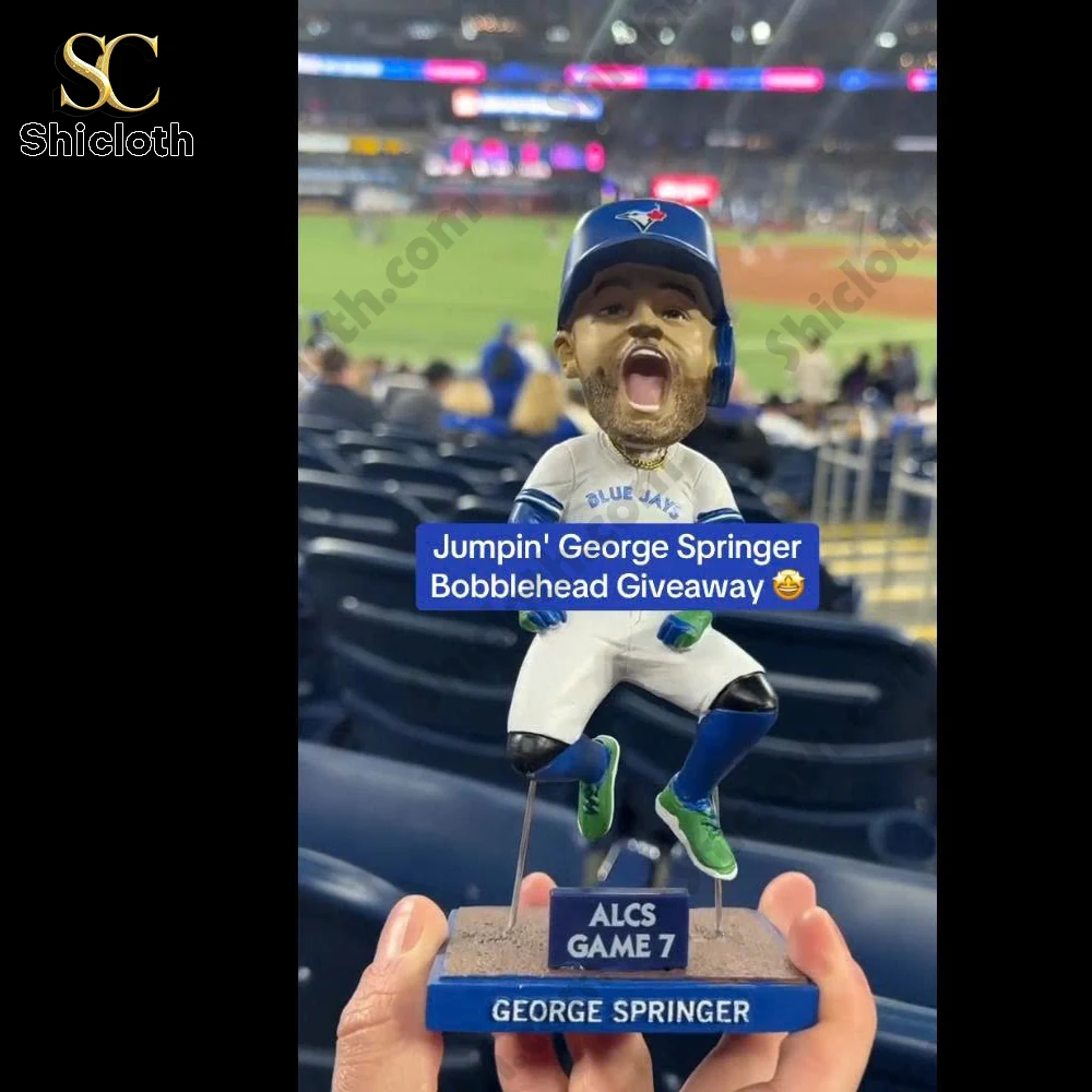 Toronto Blue Jays Jumpin George Springer ALCS GAME 7 Bobblehead Figure 4 George Springer bobblehead held in stadium background