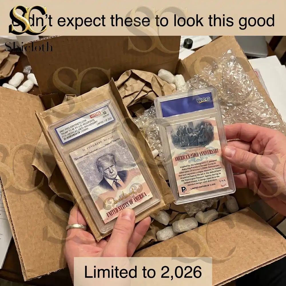 Hands holding two collectible cards inside opened box with packaging!