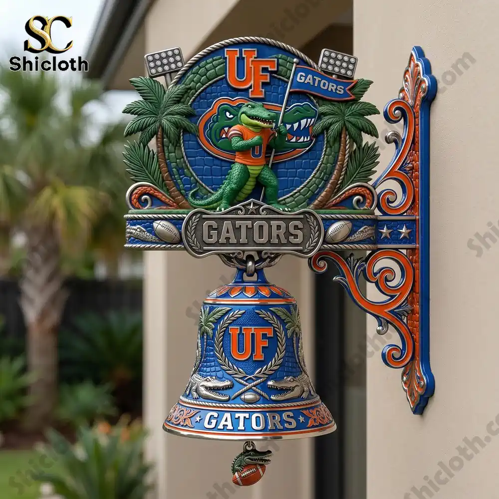 Guinness ESTD 1759 Commemorative Wall Bell 6 UF Gators wall bell mounted outside with detailed design