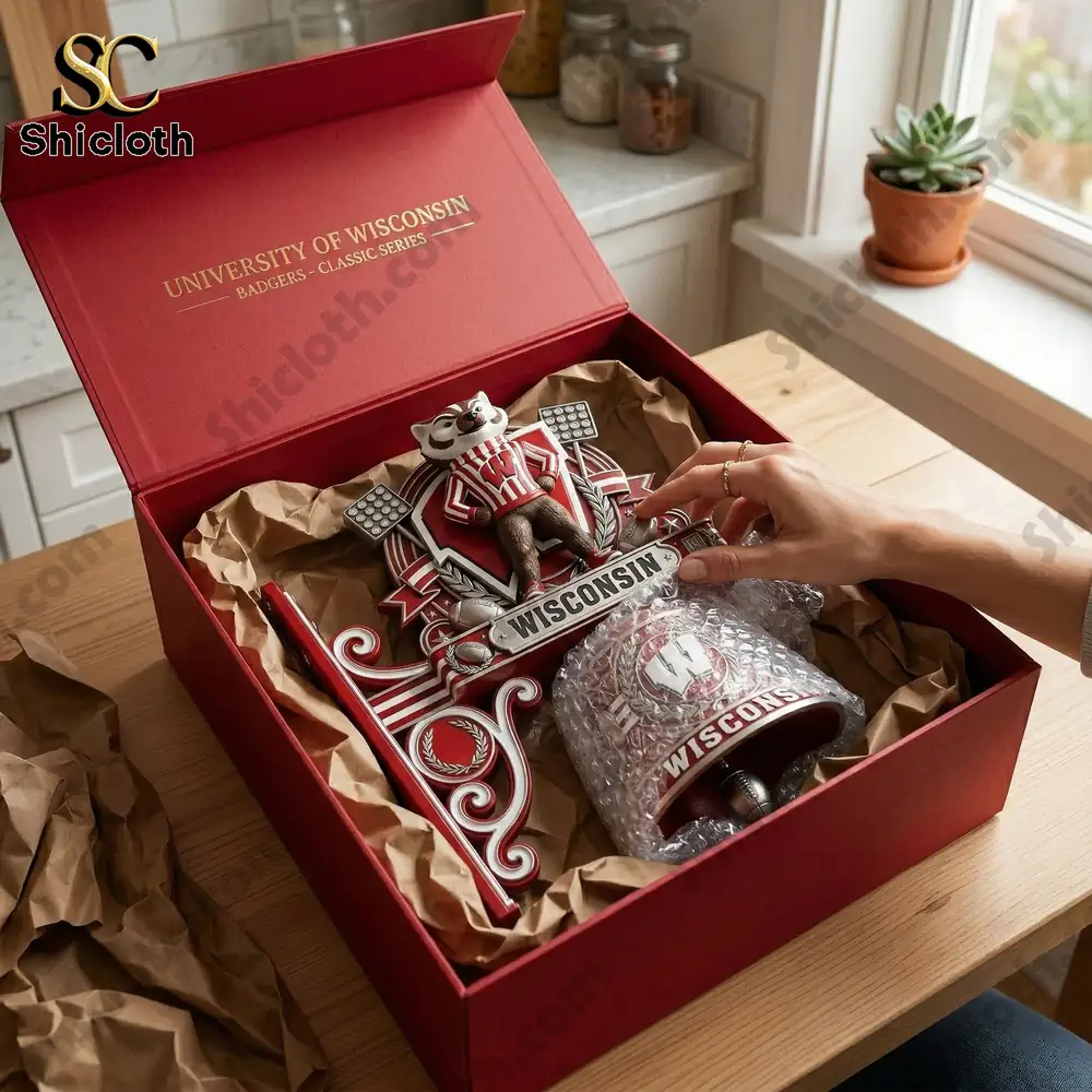 Wisconsin Bucky Badger Premium Wall Bell 4 Wisconsin badger wall bell packaged in premium box!