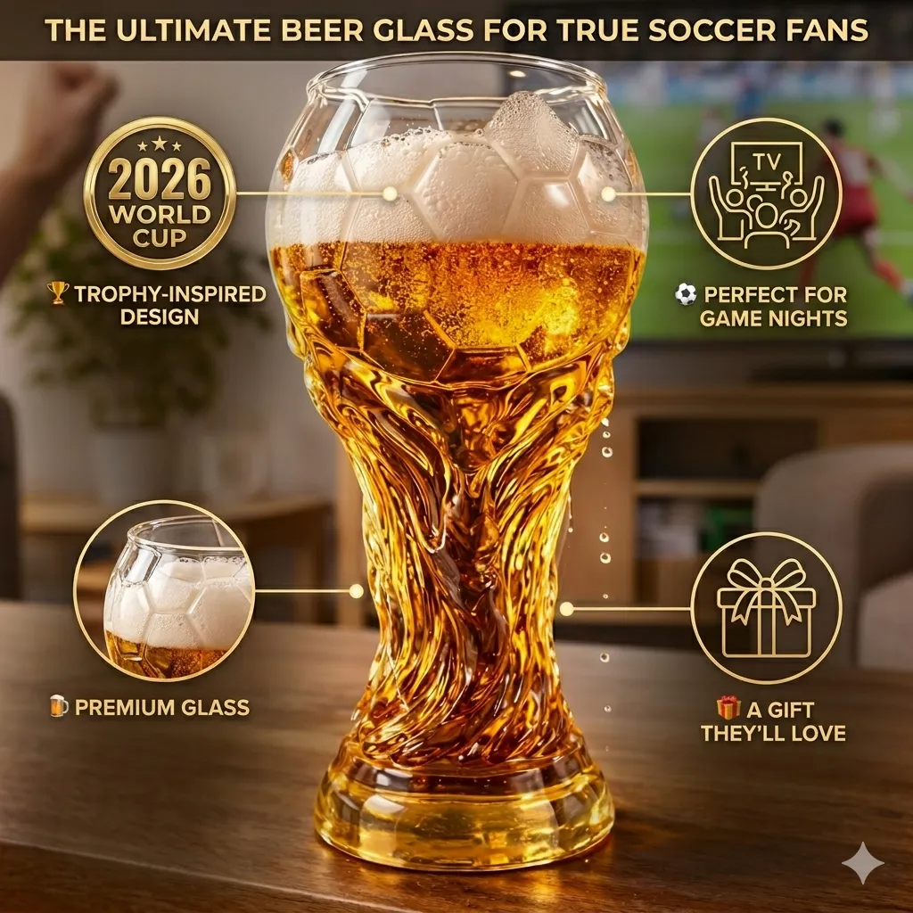 America World Cup 2026 Football Trophy Beer Glass