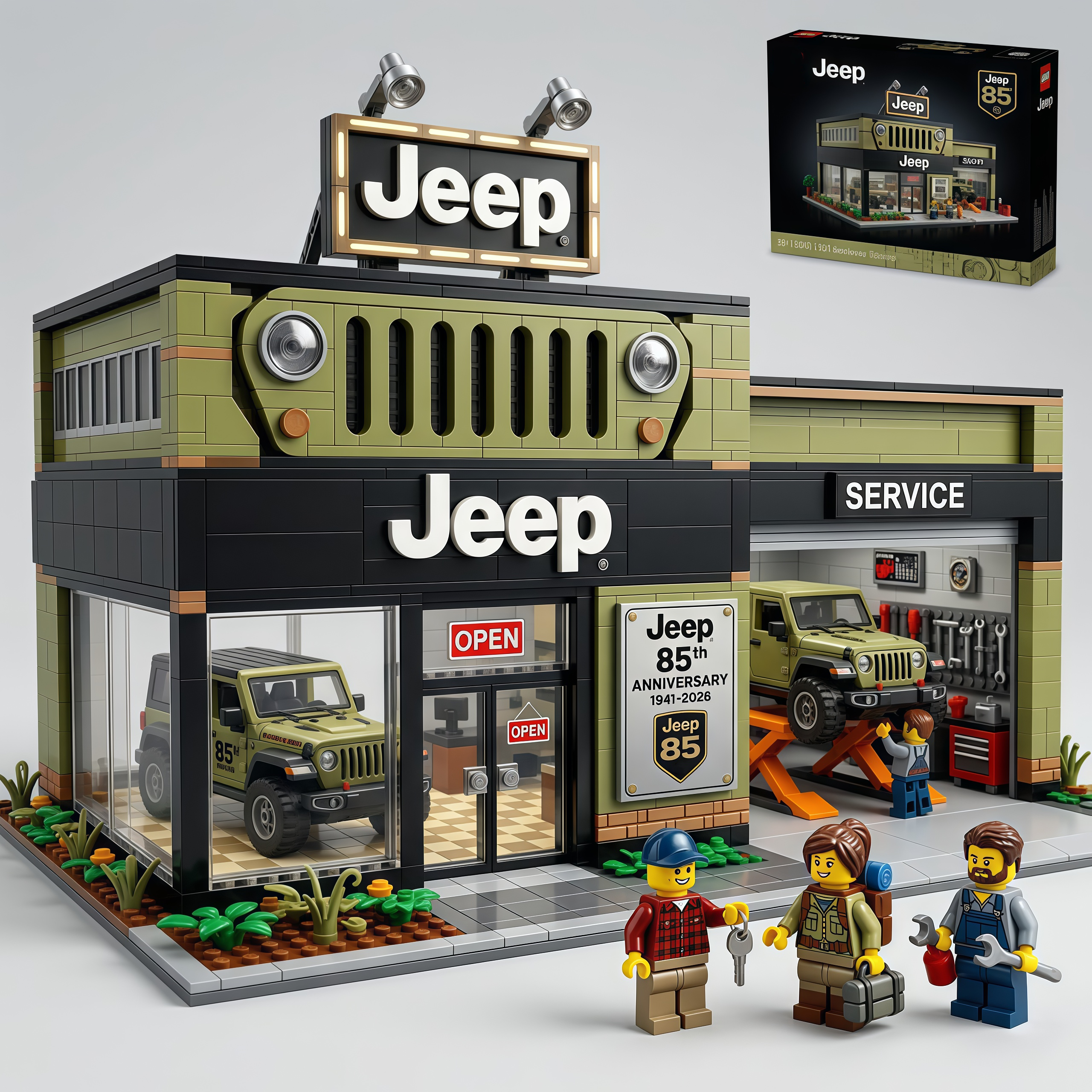 Alternative view of Jeep 85th Anniversary Showroom & Service Center Building Block Set