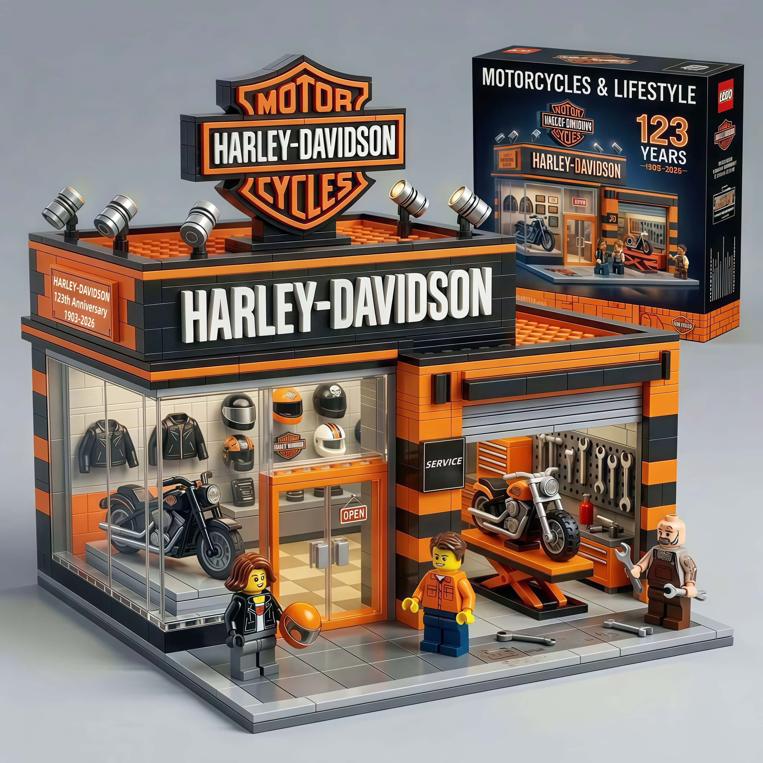Harley-Davidson 123th Anniversary Motorcycles & Lifestyle Showroom Building Brick Set