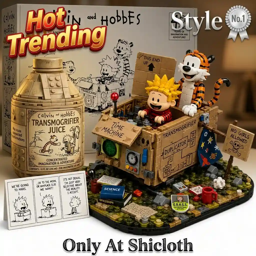 Calvin and Hobbes transmogrifier brick set with detailed adventure scene!