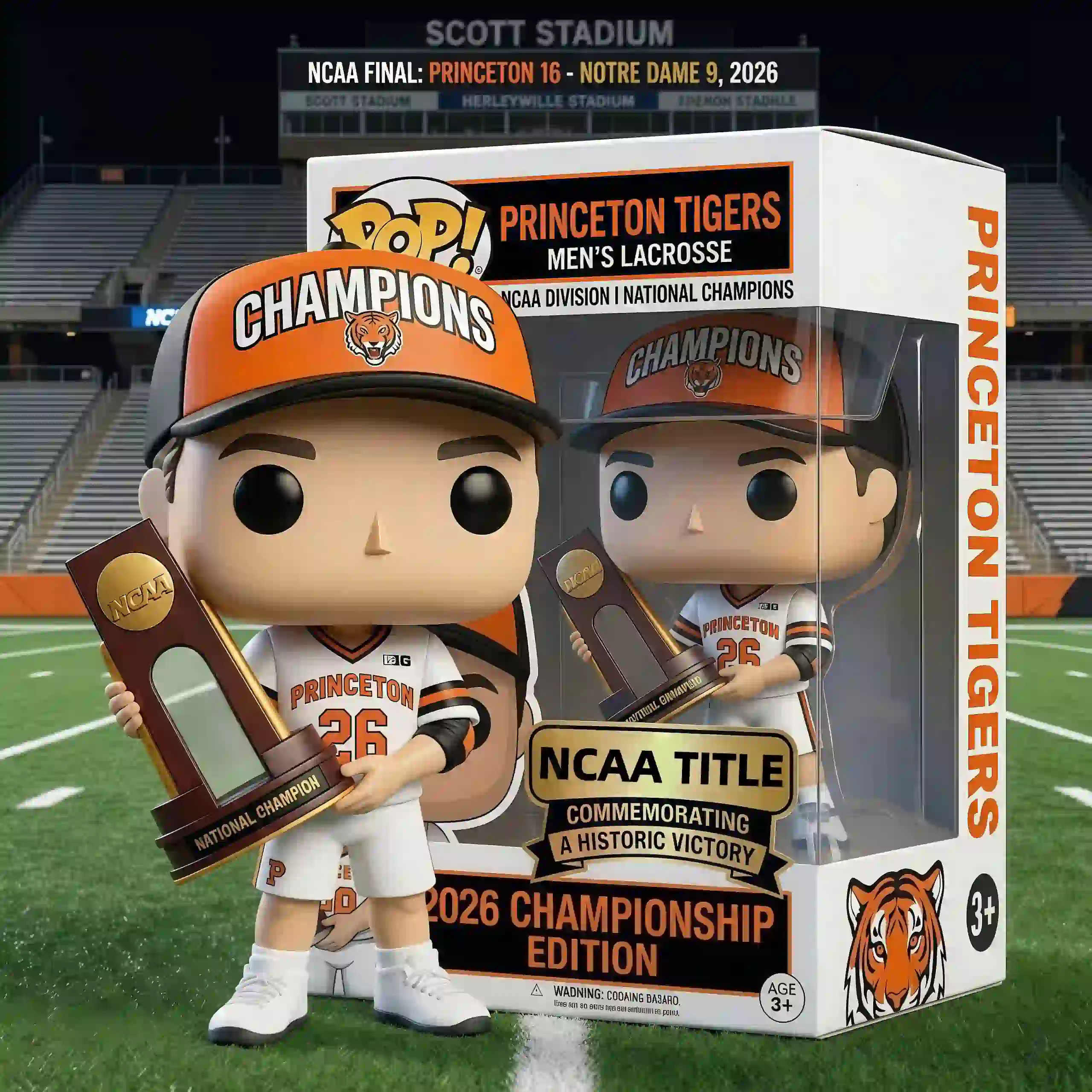 2026 Princeton Tigers Men's Lacrosse NCAA Championship Figure 4 Princeton Tigers 2026 NCAA Men's Lacrosse Championship commemorative collectible figure