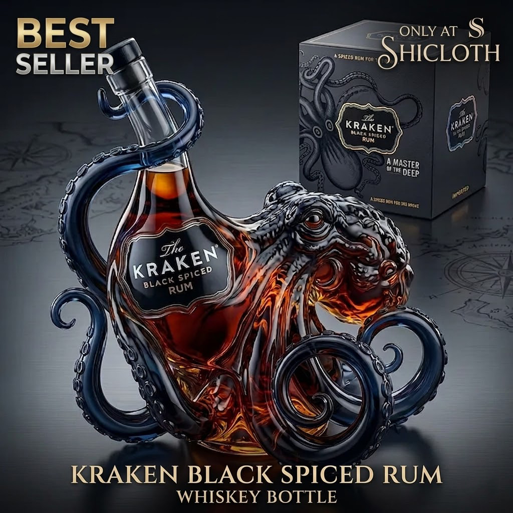 Kraken Black Spiced Rum octopus whiskey bottle display by Shicloth!