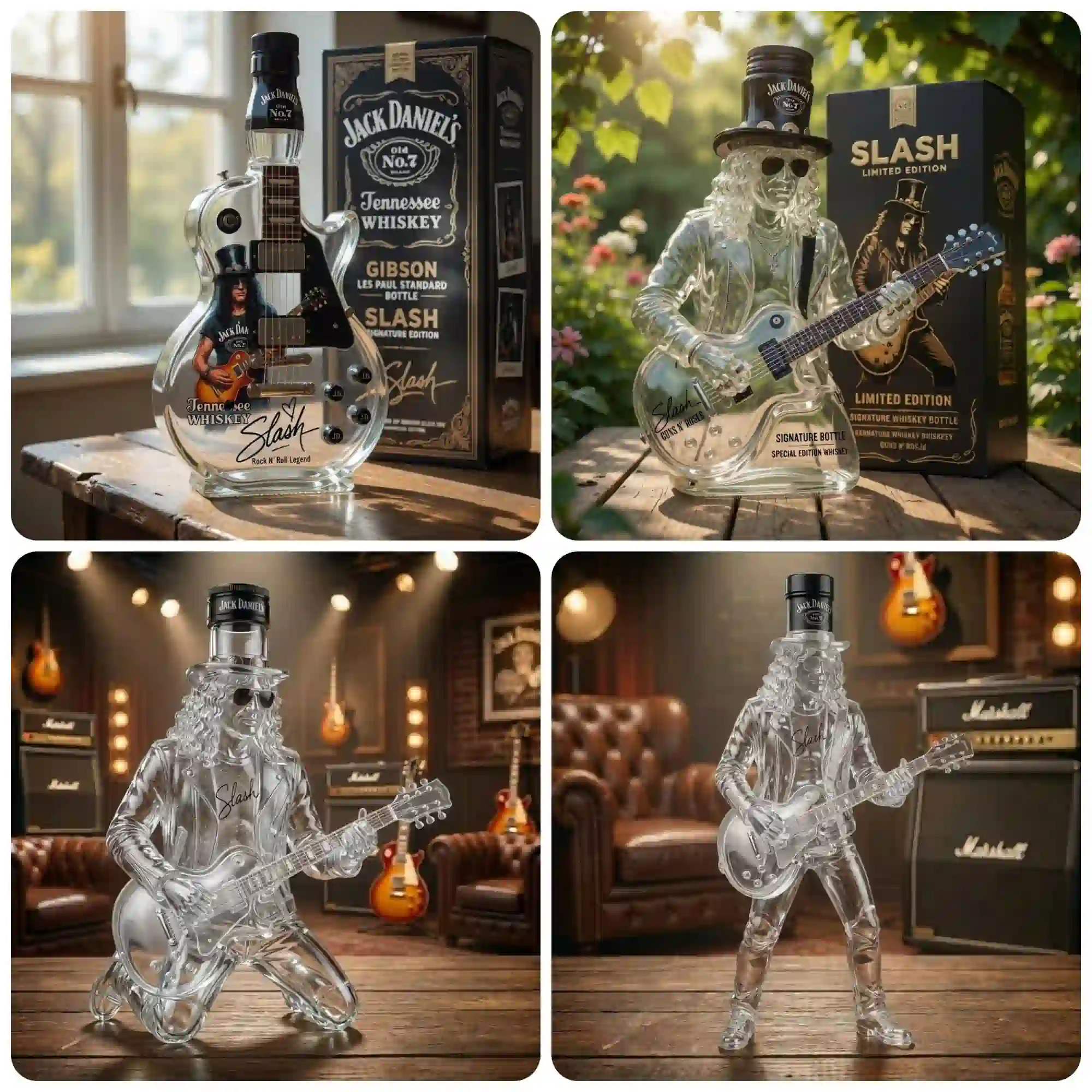 NEW Jack Daniel’s Slash Signature Electric Guitar Whiskey Bottle 3 Jack Daniel's Tennessee Whiskey Slash limited edition glass bottle collector's item