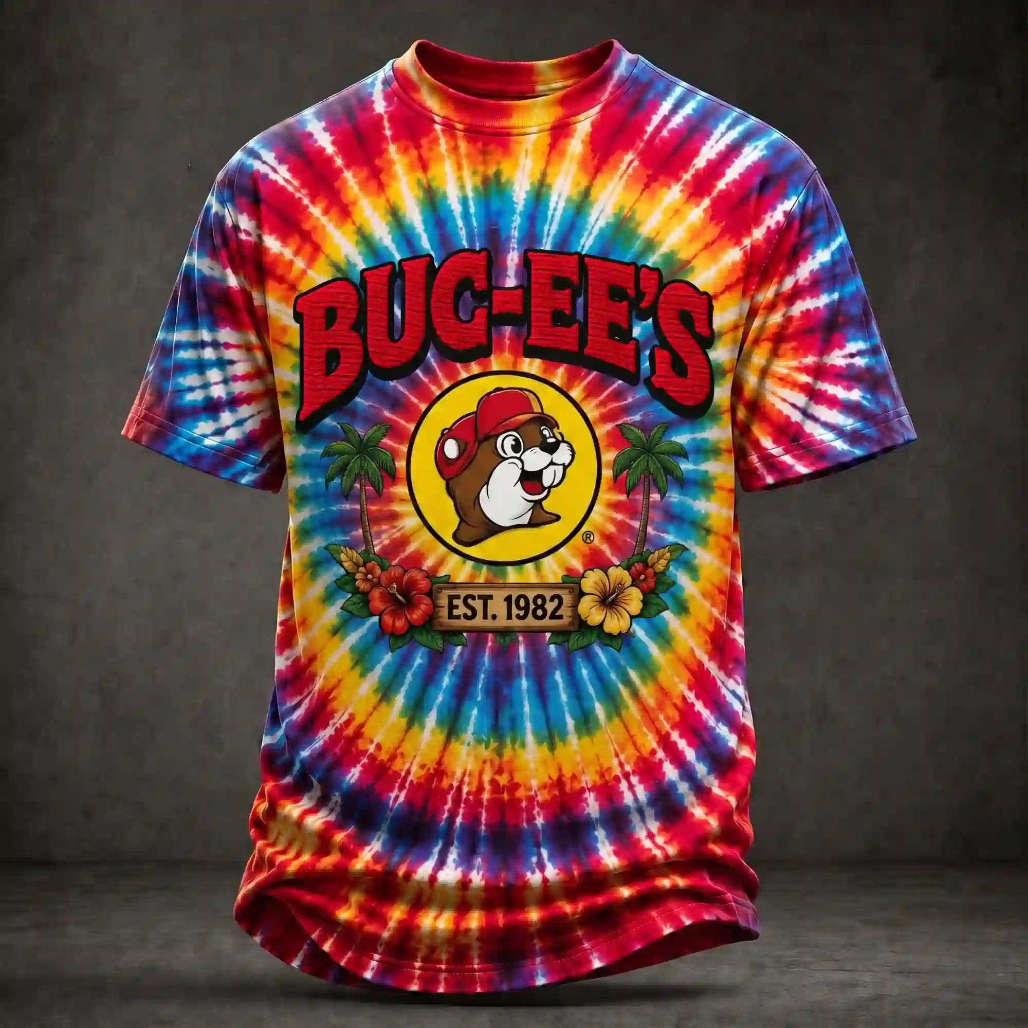 Buc-ee's tie-dye t-shirt with mascot logo