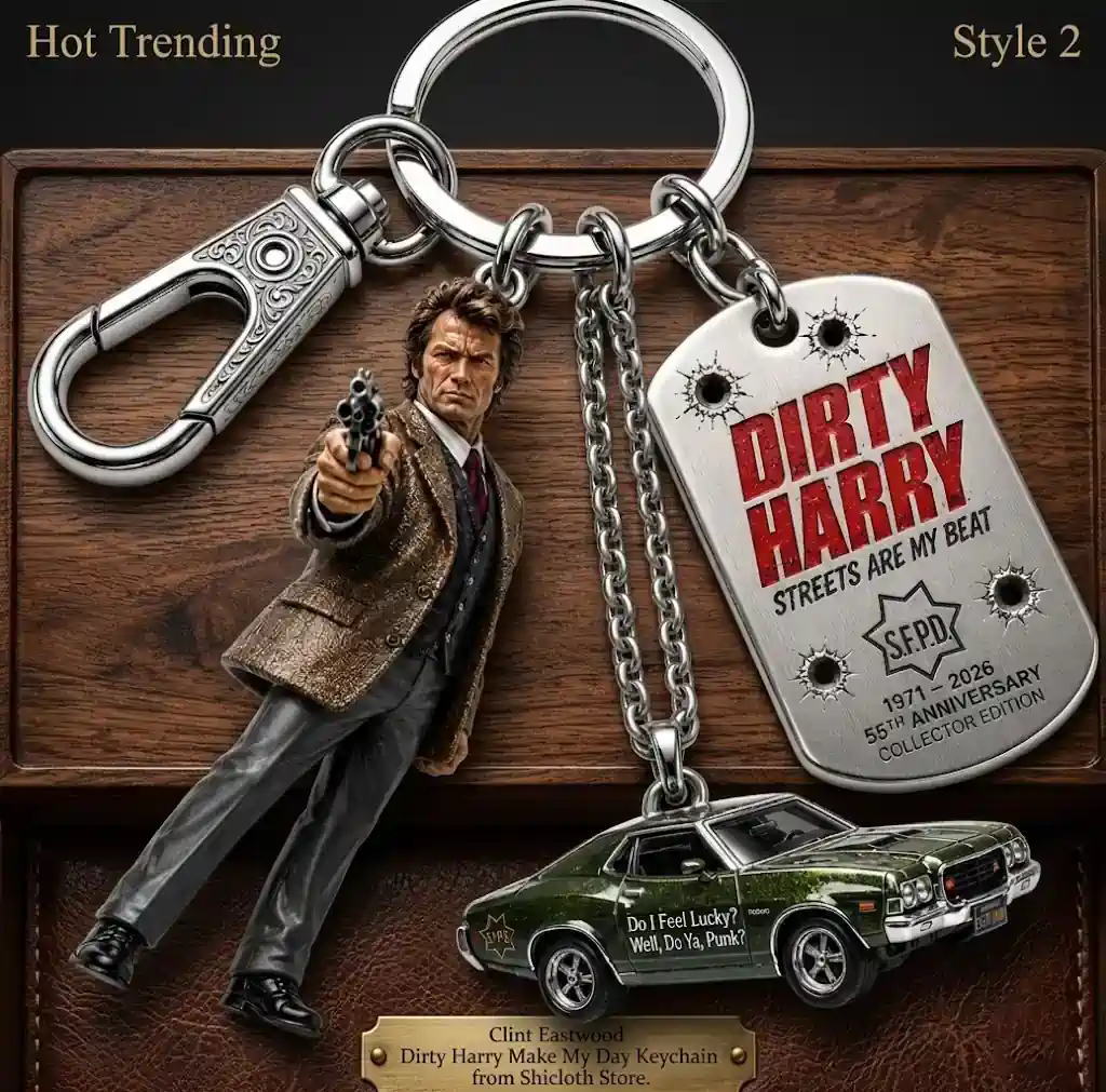 Dirty Harry collector keychain with classic muscle car charm from Shicloth!