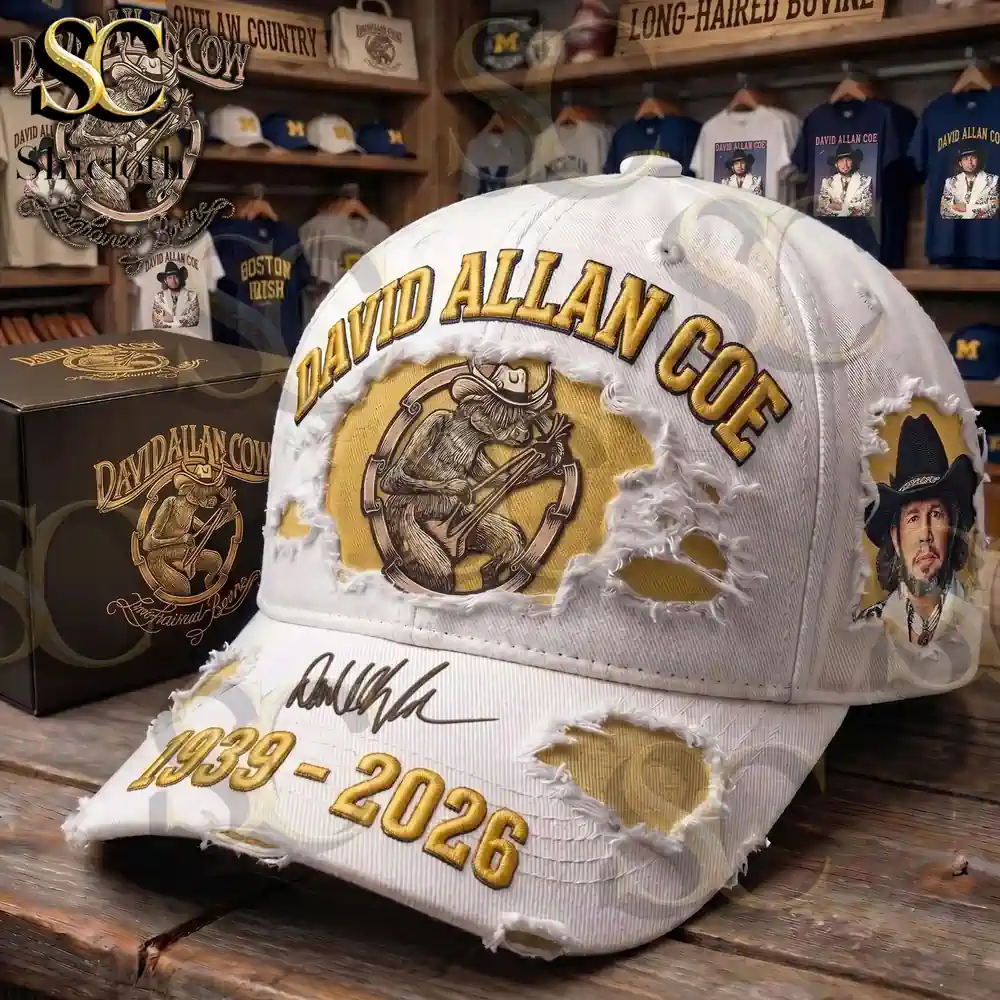 Close up of distressed David Allan Coe memorial cap design!