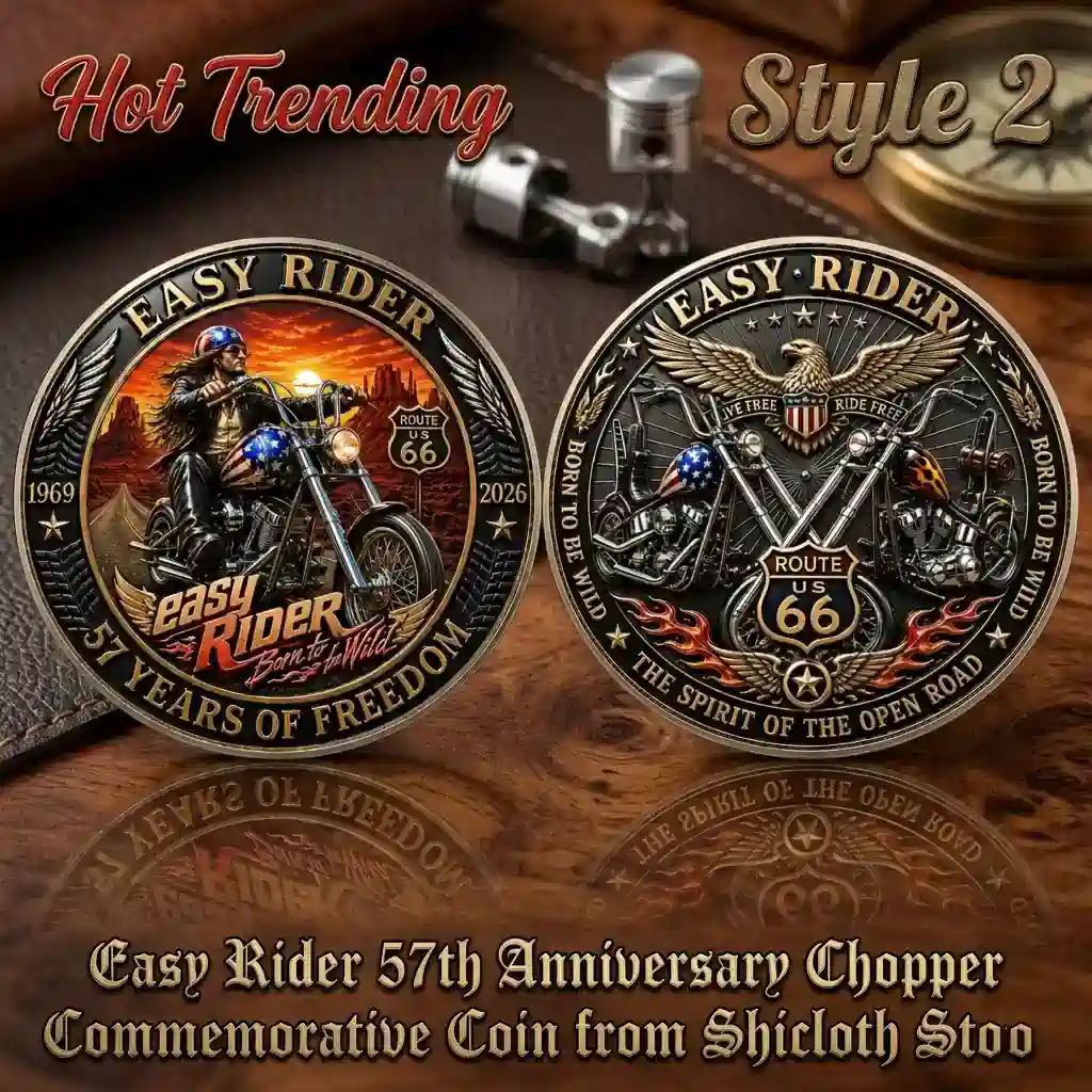 Studio graphic showing both sides of the anniversary coin detailing the intricate engravings and inscriptions!
