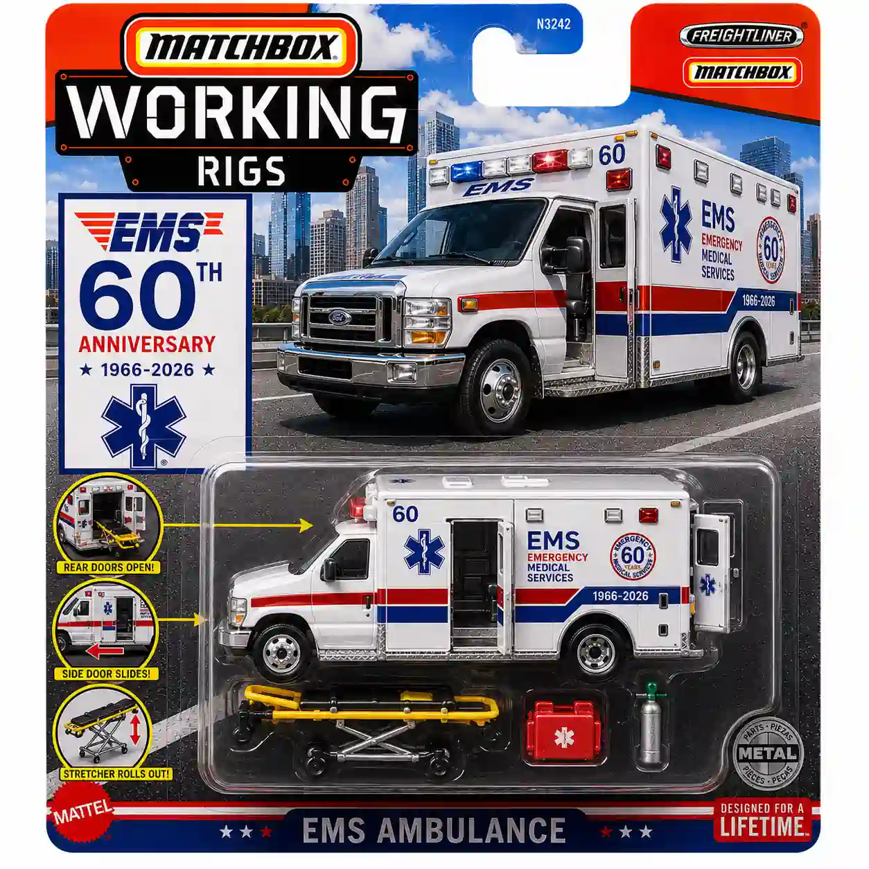 Hot Wheels Matchbox Working Rigs EMS 60th Anniversary Ambulance 4 Hot Wheels Matchbox Working Rigs EMS 60th Anniversary Ambulance - Image 4