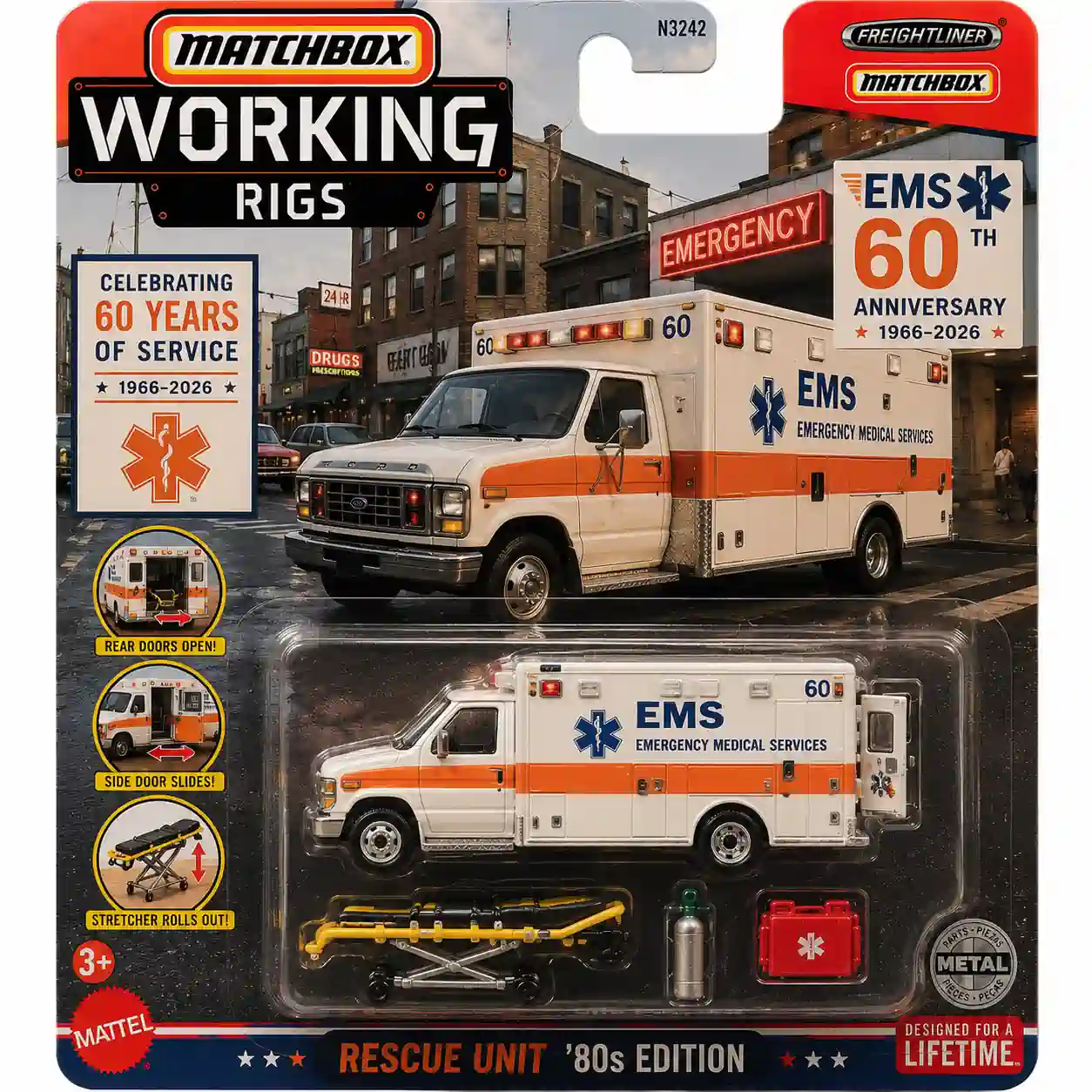 Hot Wheels Matchbox Working Rigs EMS 60th Anniversary Ambulance 5 Hot Wheels Matchbox Working Rigs EMS 60th Anniversary Ambulance - Image 5