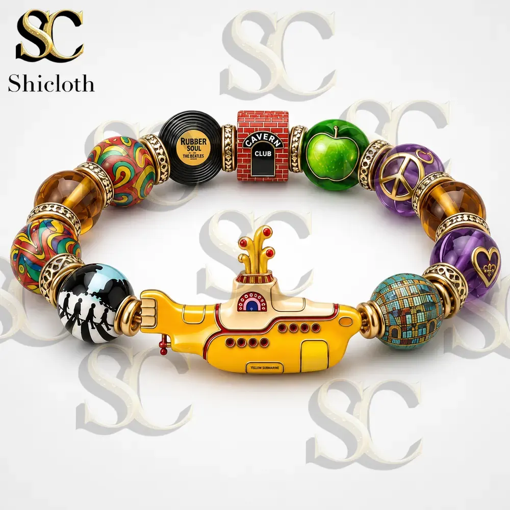 Yellow Submarine bracelet with colorful Beatles inspired charms by Shicloth!