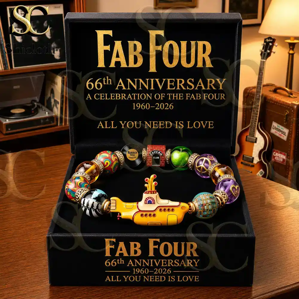 Fab Four 66th Anniversary Commemorative Bracelet 4 Fab Four anniversary bracelet gift box with Yellow Submarine design!