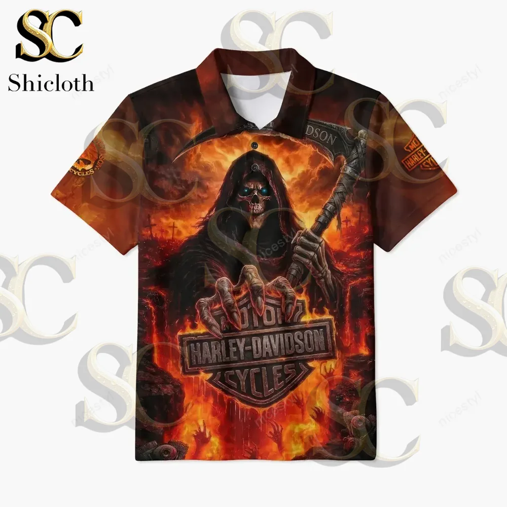 Alternative view of Harley Davidson Motor Cycles Ride Or Die Hawaiian Shirt
