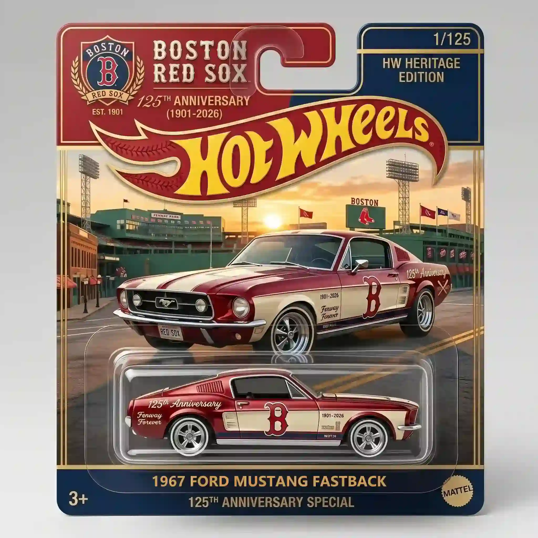 Boston Red Sox anniversary Mustang Fastback collectible in heritage edition packaging!