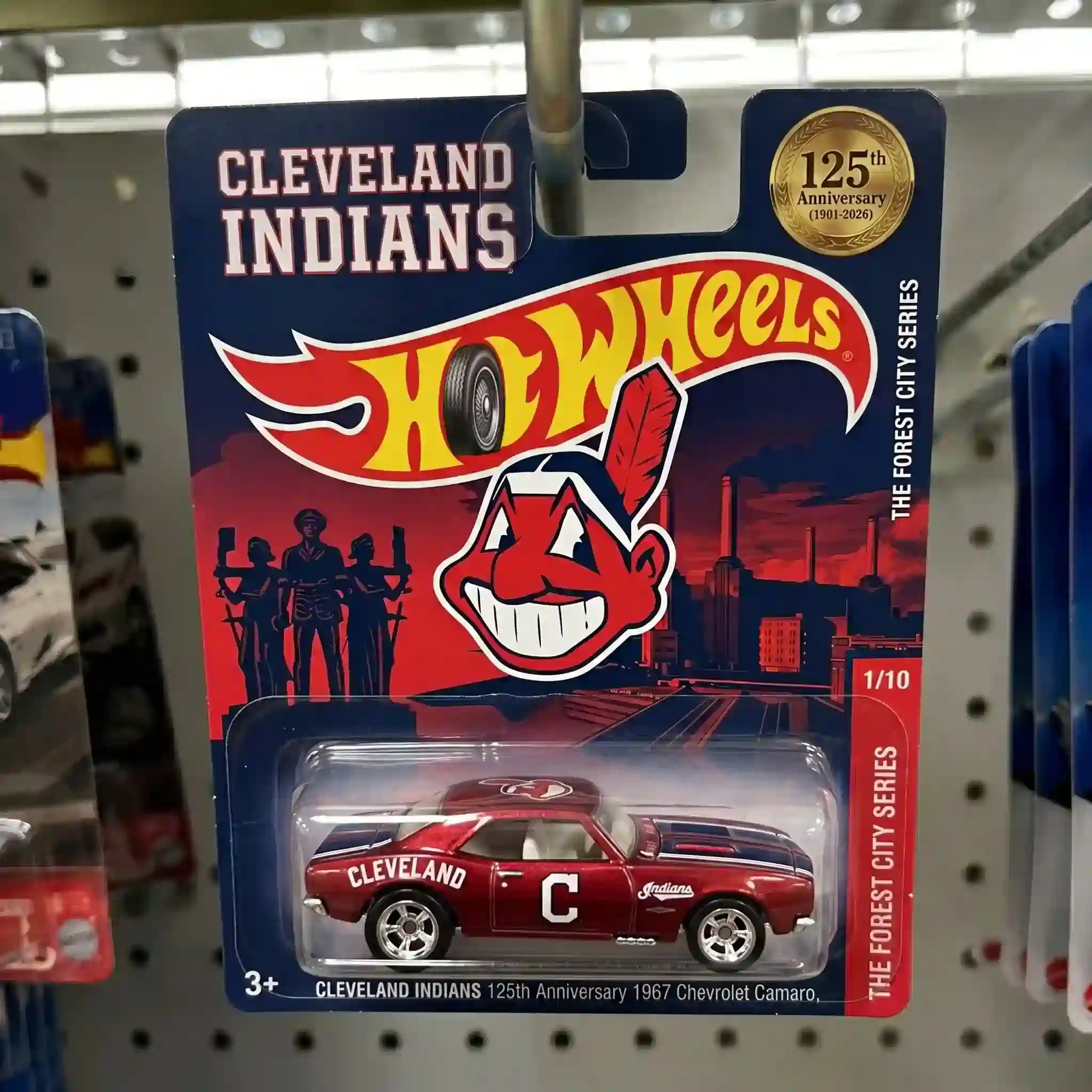Cleveland Indians Camaro collectible package hanging on retail display shelf!