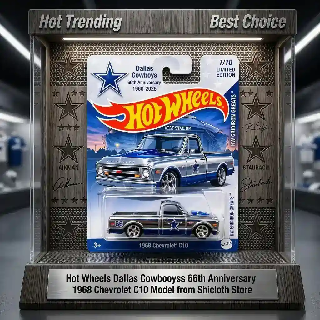 Hot Wheels Dallas Cowboys 66th Anniversary 1968 Chevrolet C10 display from Shicloth Store!