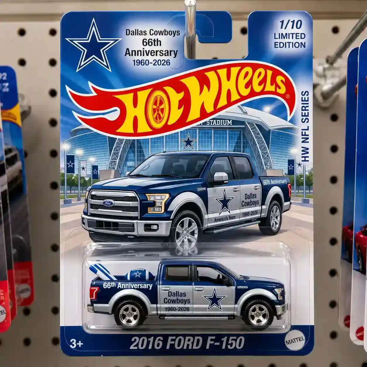 Hot Wheels Dallas Cowboys 66th Anniversary 2016 Ford F150 in retail packaging