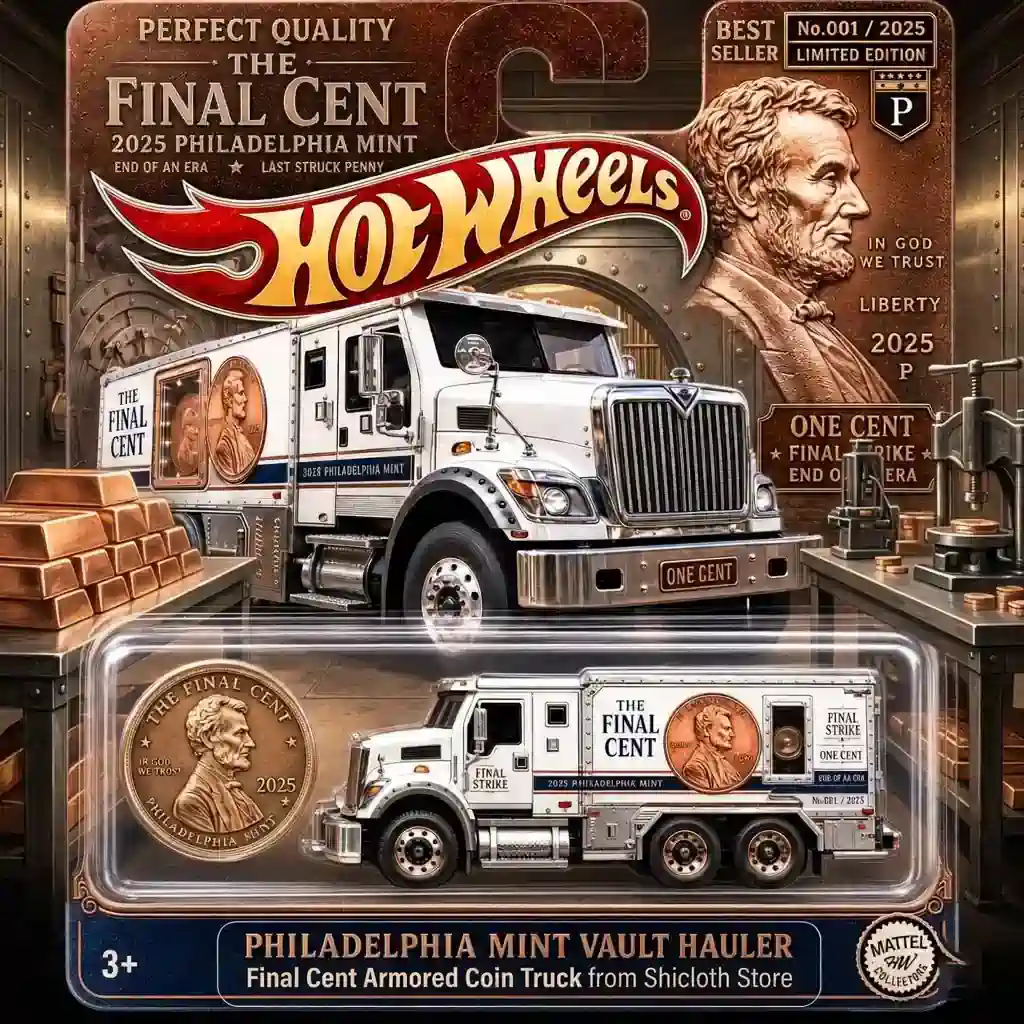 Dragon’s Hoard Coin & Key Tray 82 Hot Wheels Philadelphia Mint Vault Hauler Final Cent Armored Coin Truck in packaging with coin artwork