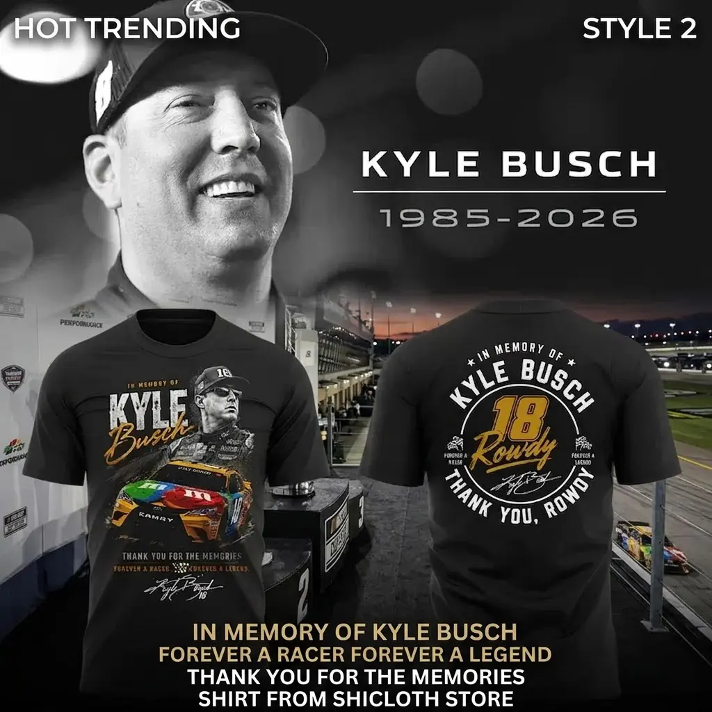 Kyle Busch commemorative memorial t-shirt design with front and back views.