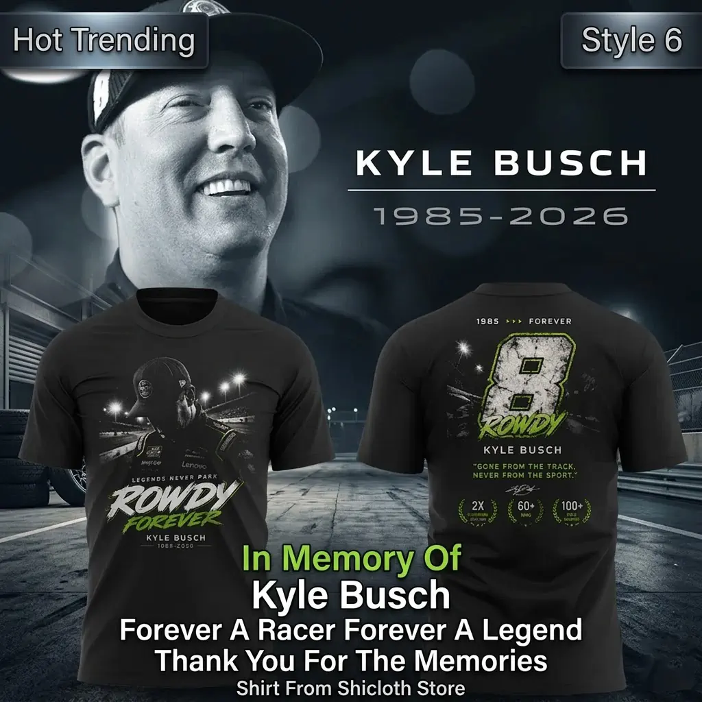In Memory Of Kyle Busch Forever A Racer Forever A Legend Thank You For The Memories Tshirt 10 Kyle Busch tribute t-shirt featuring his car number 8 and racing career highlights