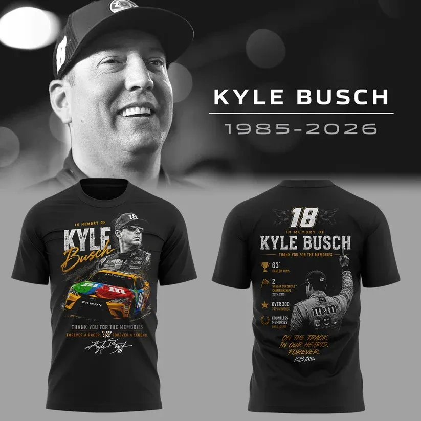 In Memory Of Kyle Busch Forever A Racer Forever A Legend Thank You For The Memories Tshirt 12 Kyle Busch memorial graphic t-shirt featuring race car statistics