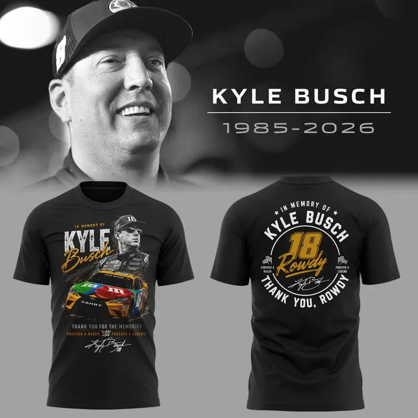 In Memory Of Kyle Busch Forever A Racer Forever A Legend Thank You For The Memories Tshirt 13 Kyle Busch commemorative memorial t-shirt with racing car graphic