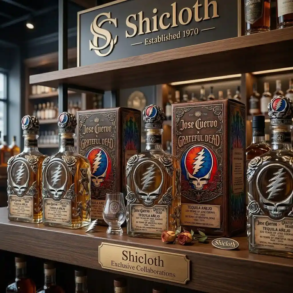 Jose Cuervo Grateful Dead Limited Edition Tequila bottles on a Shicloth store shelf