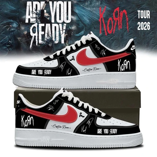 Korn Band Are You Ready Tour 2026 Air Force 1 Shoes 7 Custom Korn-themed Nike Air Force 1 sneakers with band logos and tour graphics