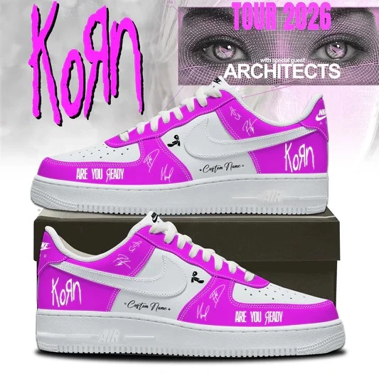 Korn Band Are You Ready Tour 2026 Air Force 1 Shoes 11 Custom Nike Air Force 1 sneakers featuring Korn band theme and Tour 2026 branding