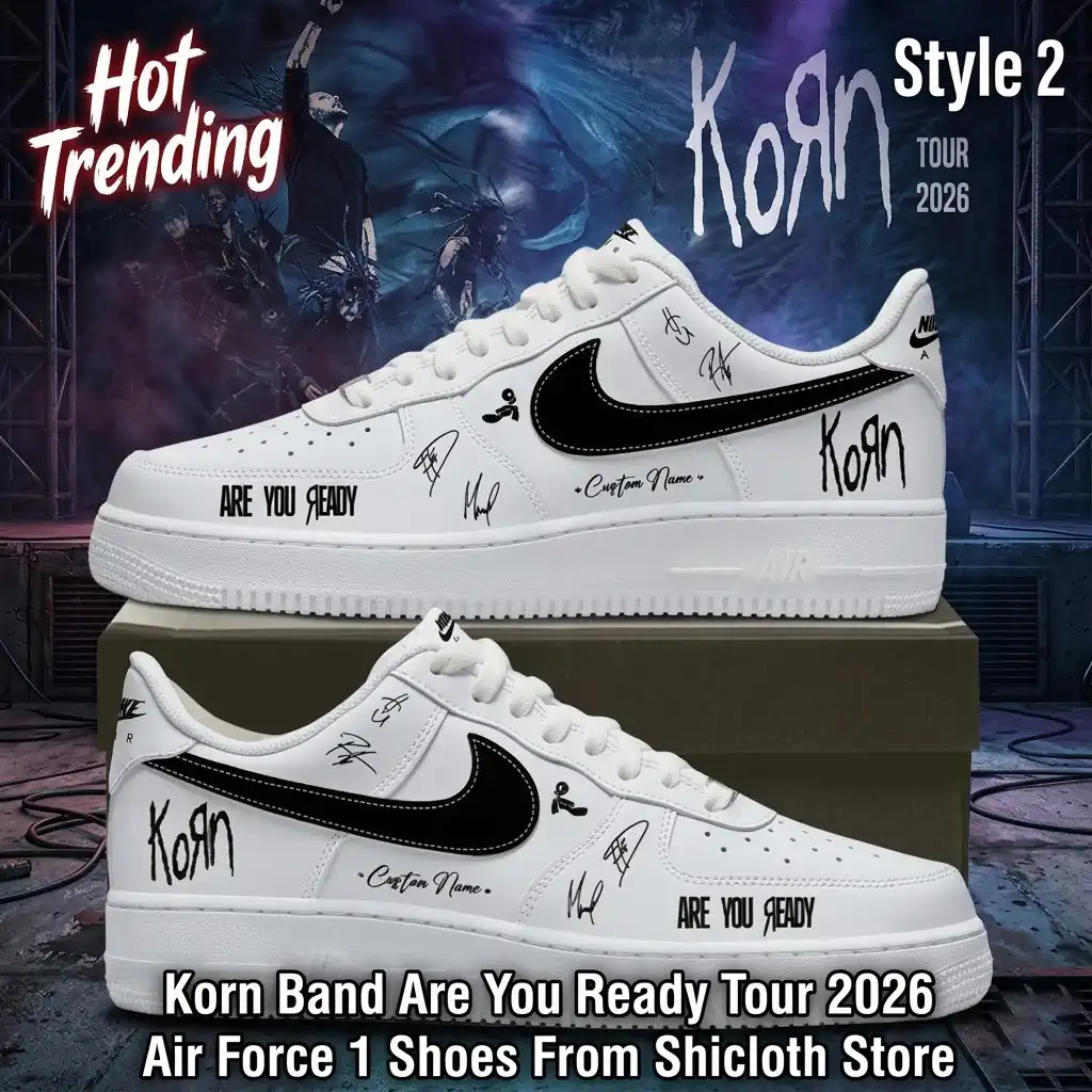 Korn Band Are You Ready Tour 2026 Air Force 1 Shoes 14 Custom Korn band Air Force 1 shoes with 2026 tour graphics