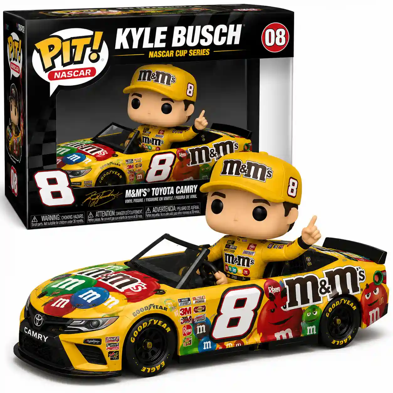Kyle Busch M&M's NASCAR Toyota Camry collectible vinyl figure in its packaging