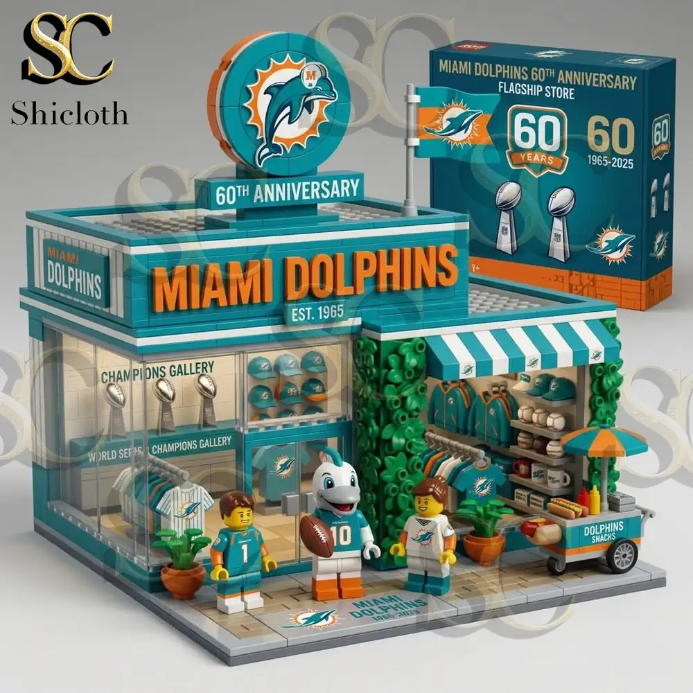 Alternative view of Miami Dolphins 60th Anniversary Flagship Store Building Brick Set