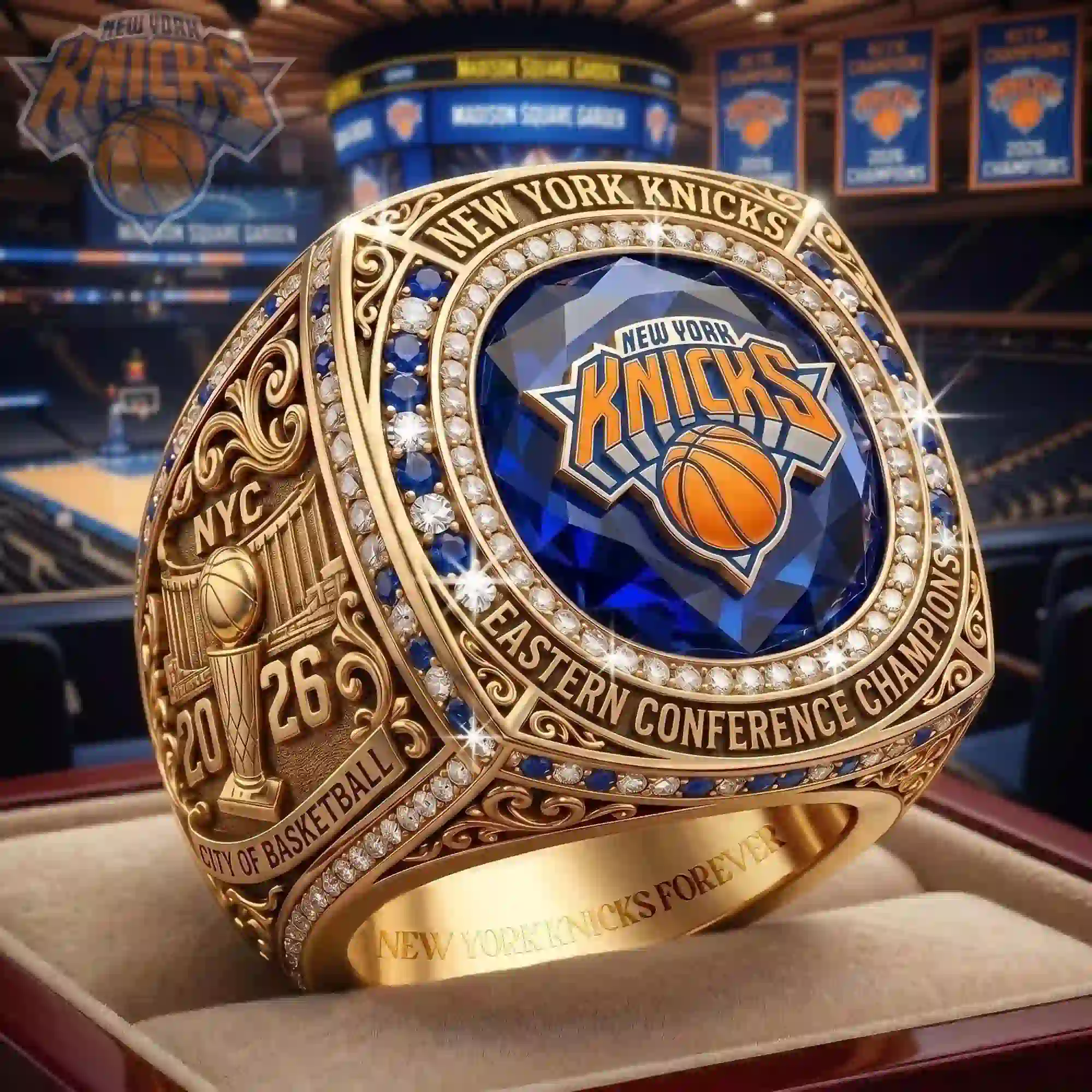 New York Knicks 2026 Eastern Conference Championship commemorative gold ring
