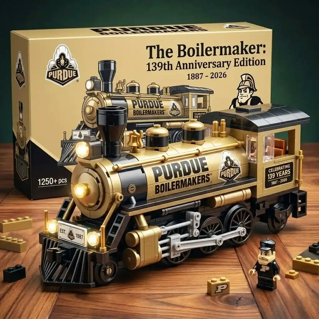 Purdue Boilermakers 139th Anniversary Edition building block steam locomotive set