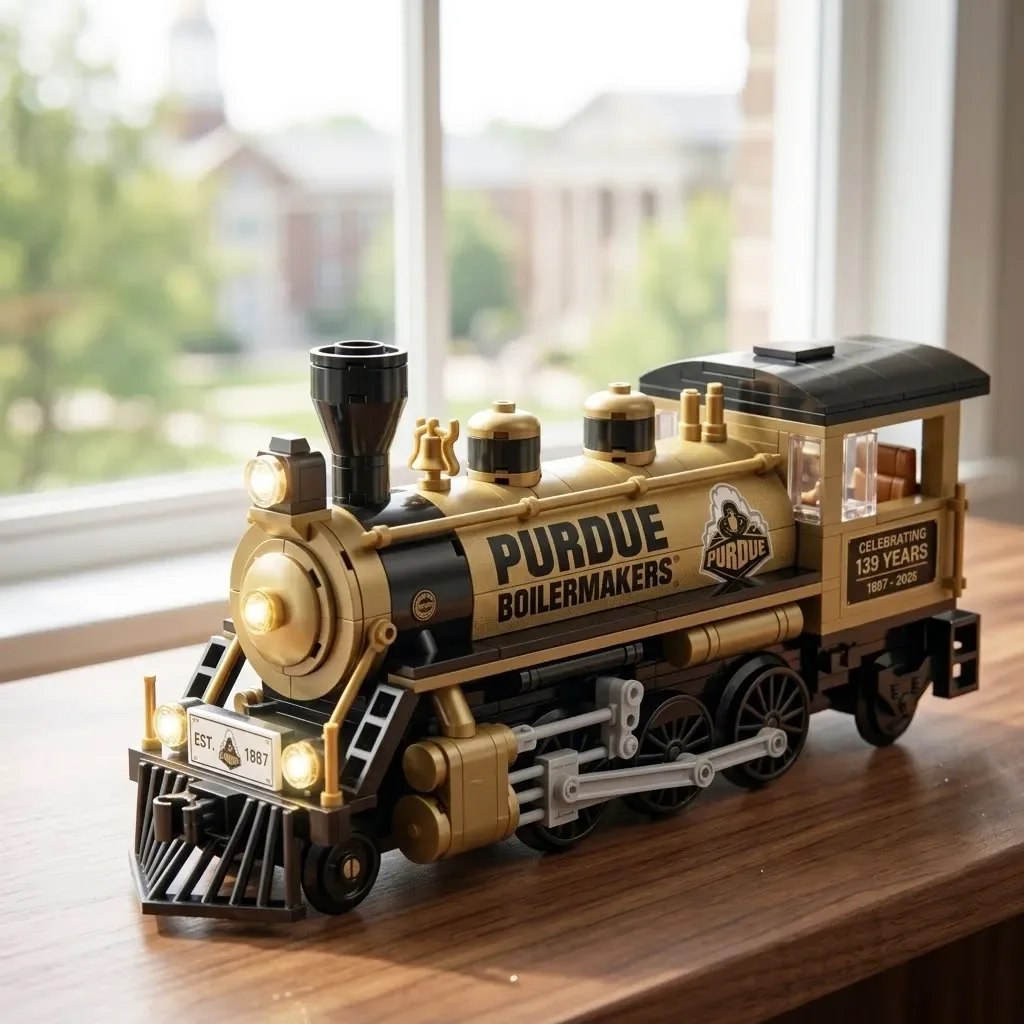 Purdue Boilermakers 139th Anniversary Building Brick Edition 4 Purdue Boilermakers brick-built steam locomotive model