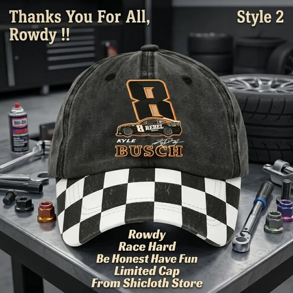 Kyle Busch NASCAR driver memorial baseball cap with checkered brim