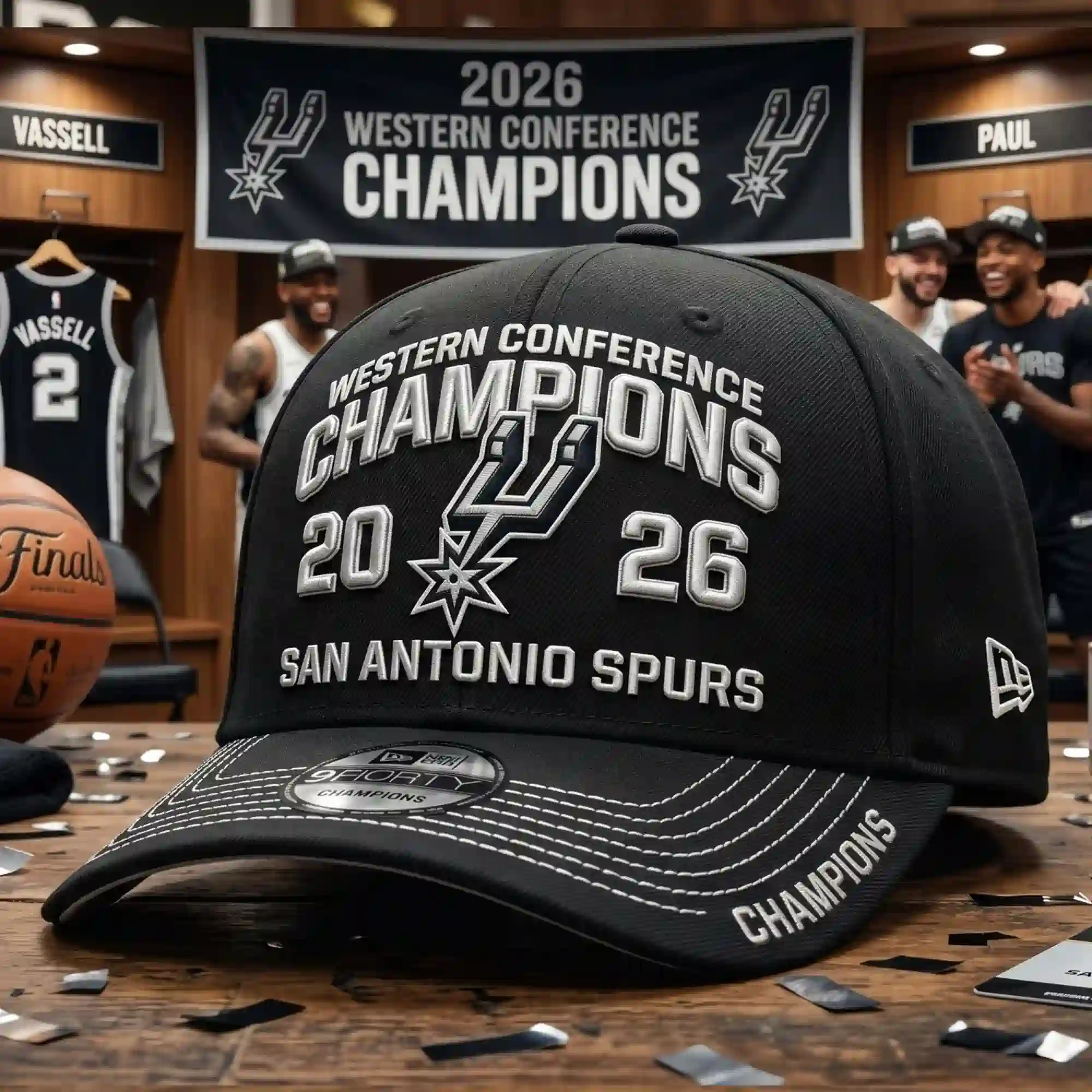 San Antonio Spurs Western Conference Champions 2026 Cap 4 San Antonio Spurs 2026 Western Conference Champions hat