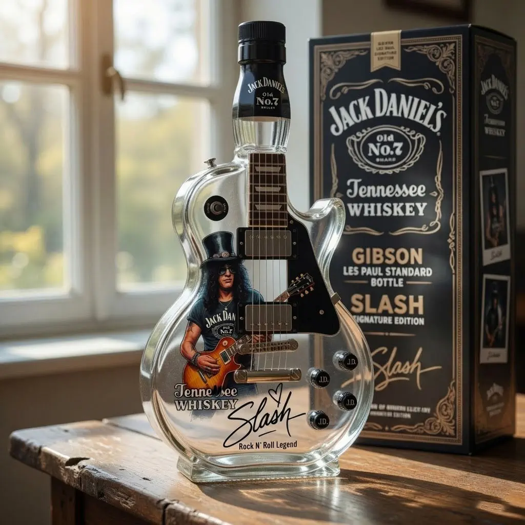 NEW Jack Daniel’s Slash Signature Electric Guitar Whiskey Bottle 9 Jack Daniel's Tennessee Whiskey Gibson Les Paul Slash Signature Edition bottle