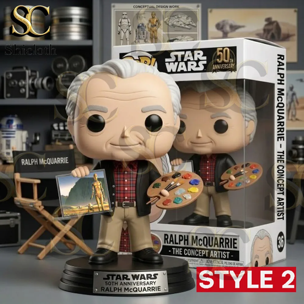 Ralph McQuarrie Star Wars concept artist vinyl figure holding artwork and paint palette!