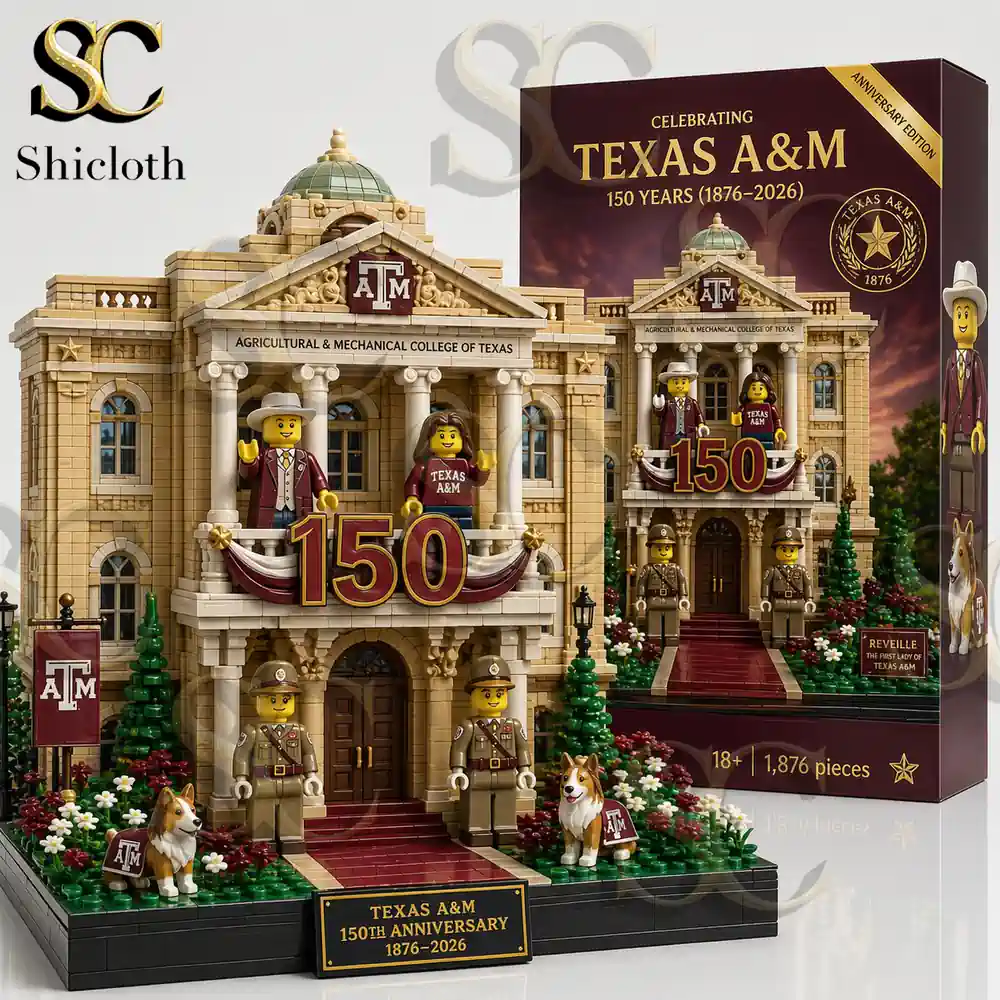 Close view of Texas A and M anniversary brick set with box!