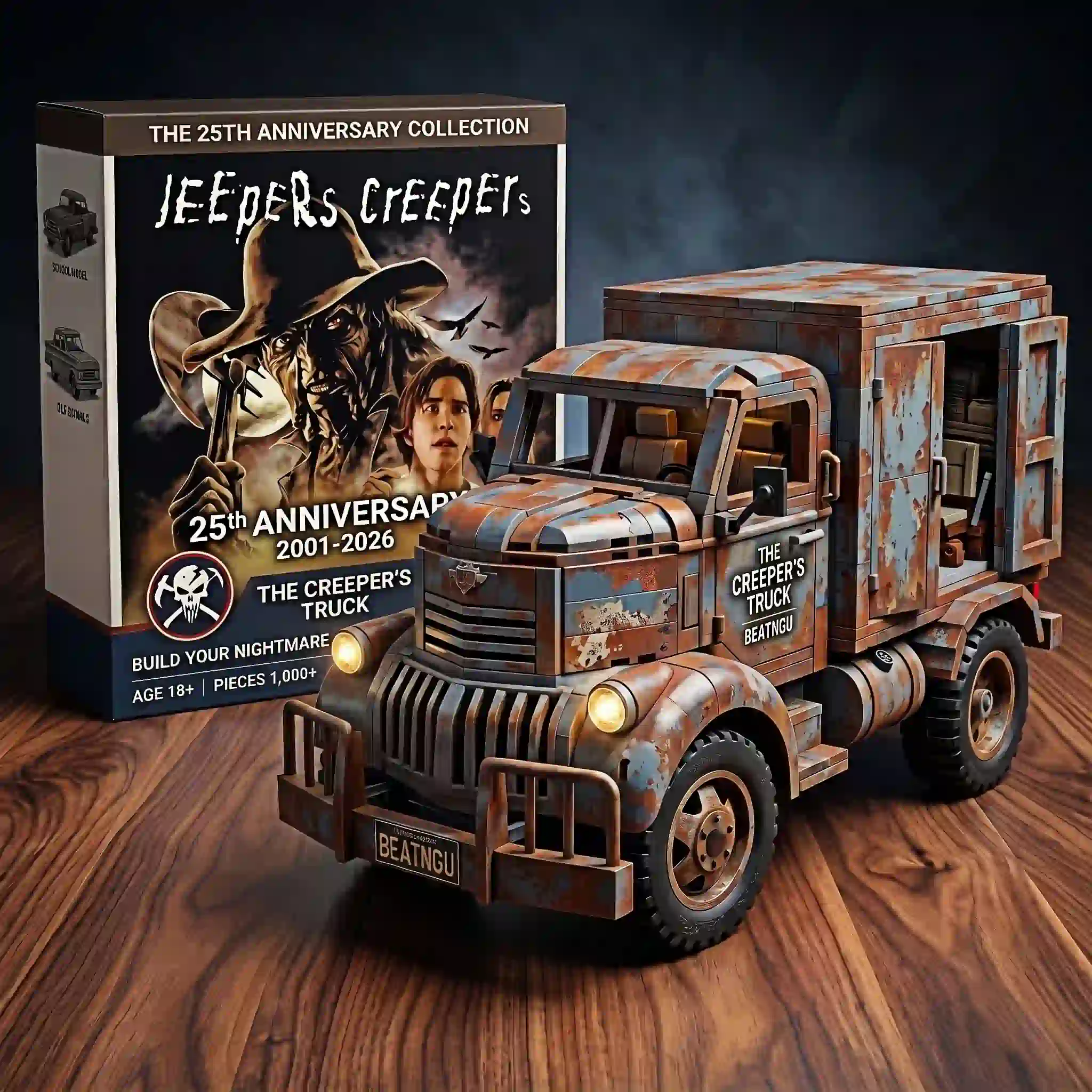The Creeper's Truck 25th Anniversary Collector Brick Edition (2001-2026) 5 Brick-built model of The Creeper's truck from Jeepers Creepers with packaging